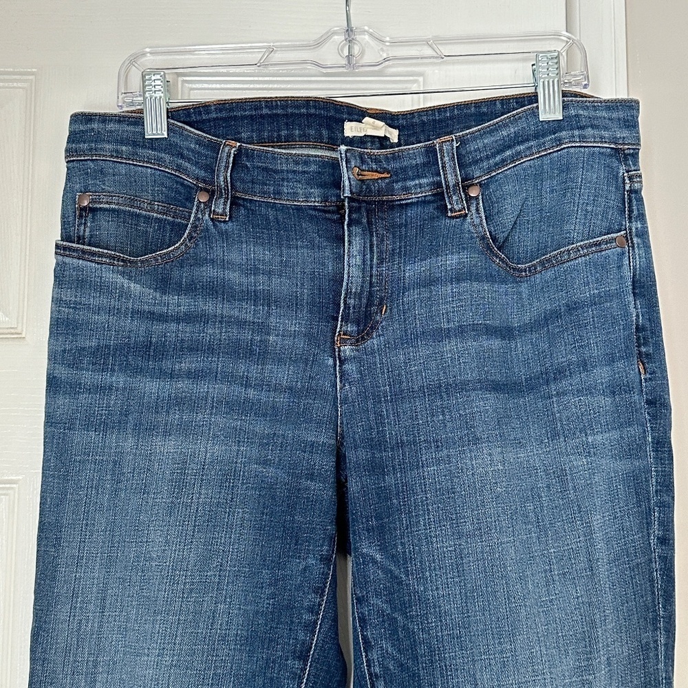 Eileen Fisher Straight Leg Jeans Size 8 Organic Cotton Premium Denim Lagenlook - Picture 2 of 6